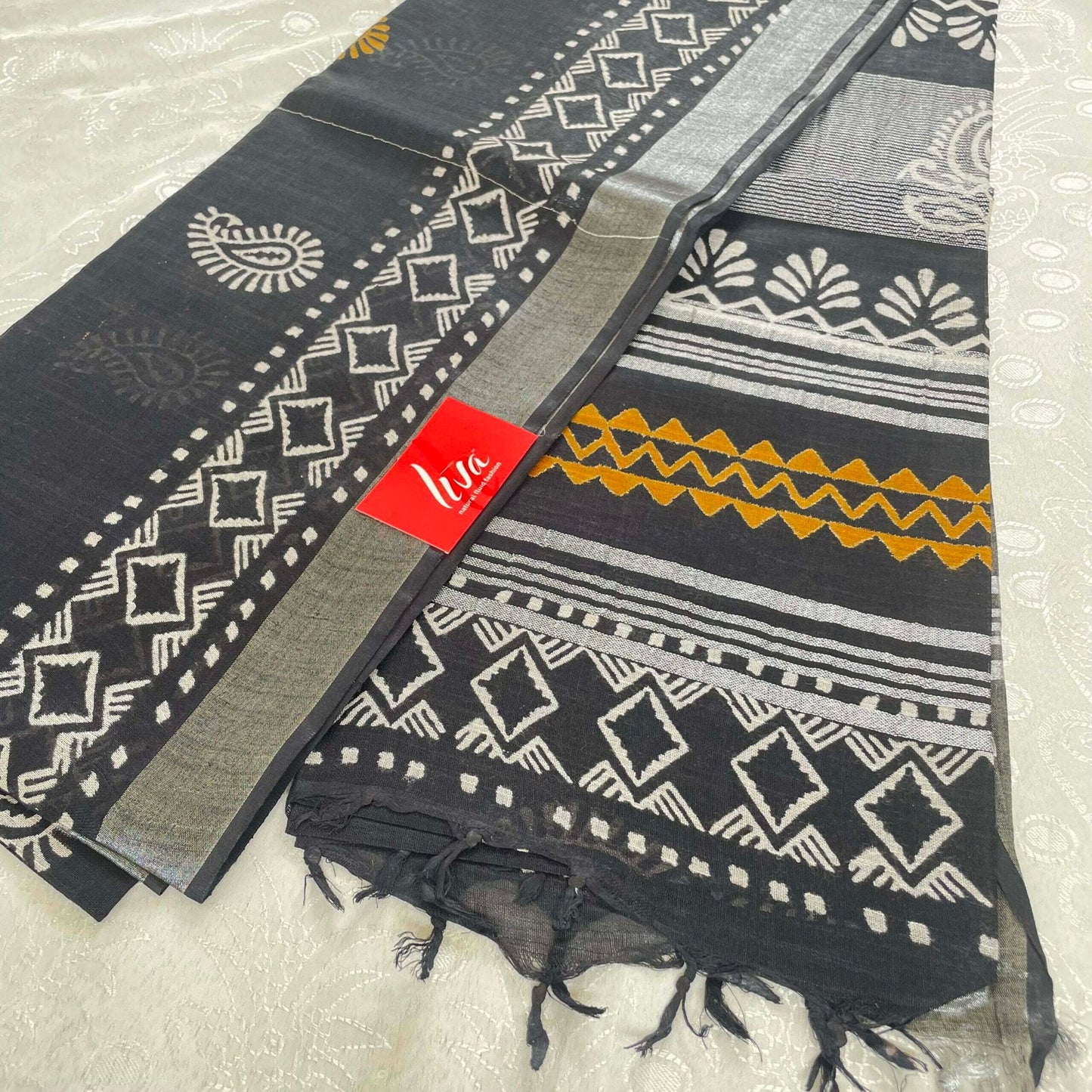 Liva Art Linen Black Bagru/Dabu print