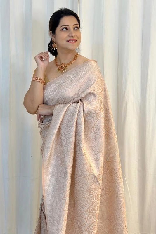 White Banarasi Soft Silk Saree