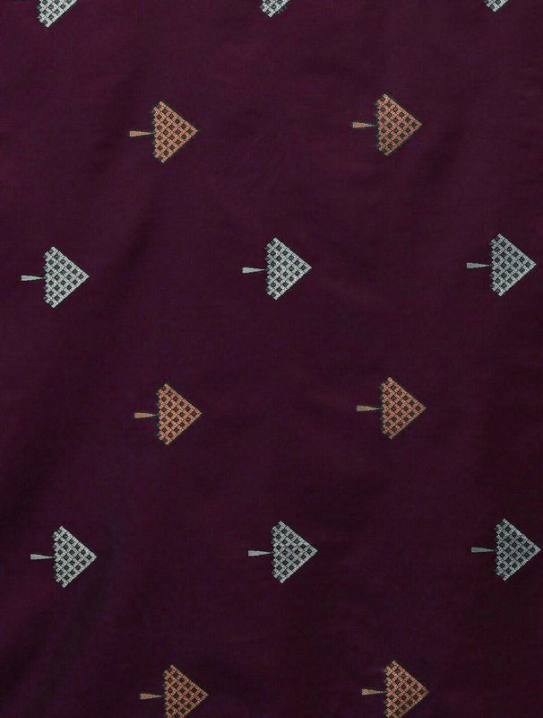 Wine Woven Saree With Unstitched Blouse