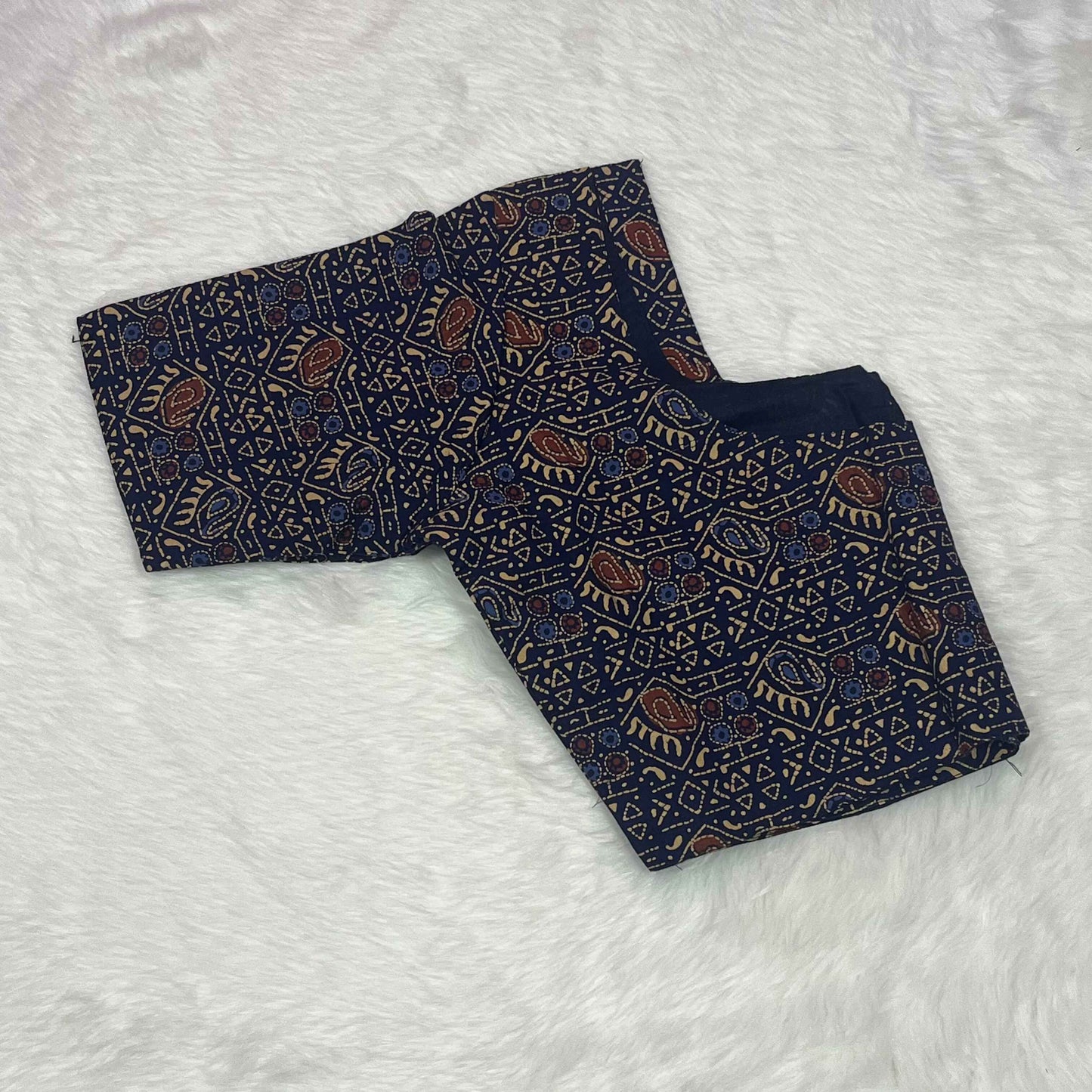 Ajrakh Print Non Paded Cotton Ready To Wear Multi Color Blouse