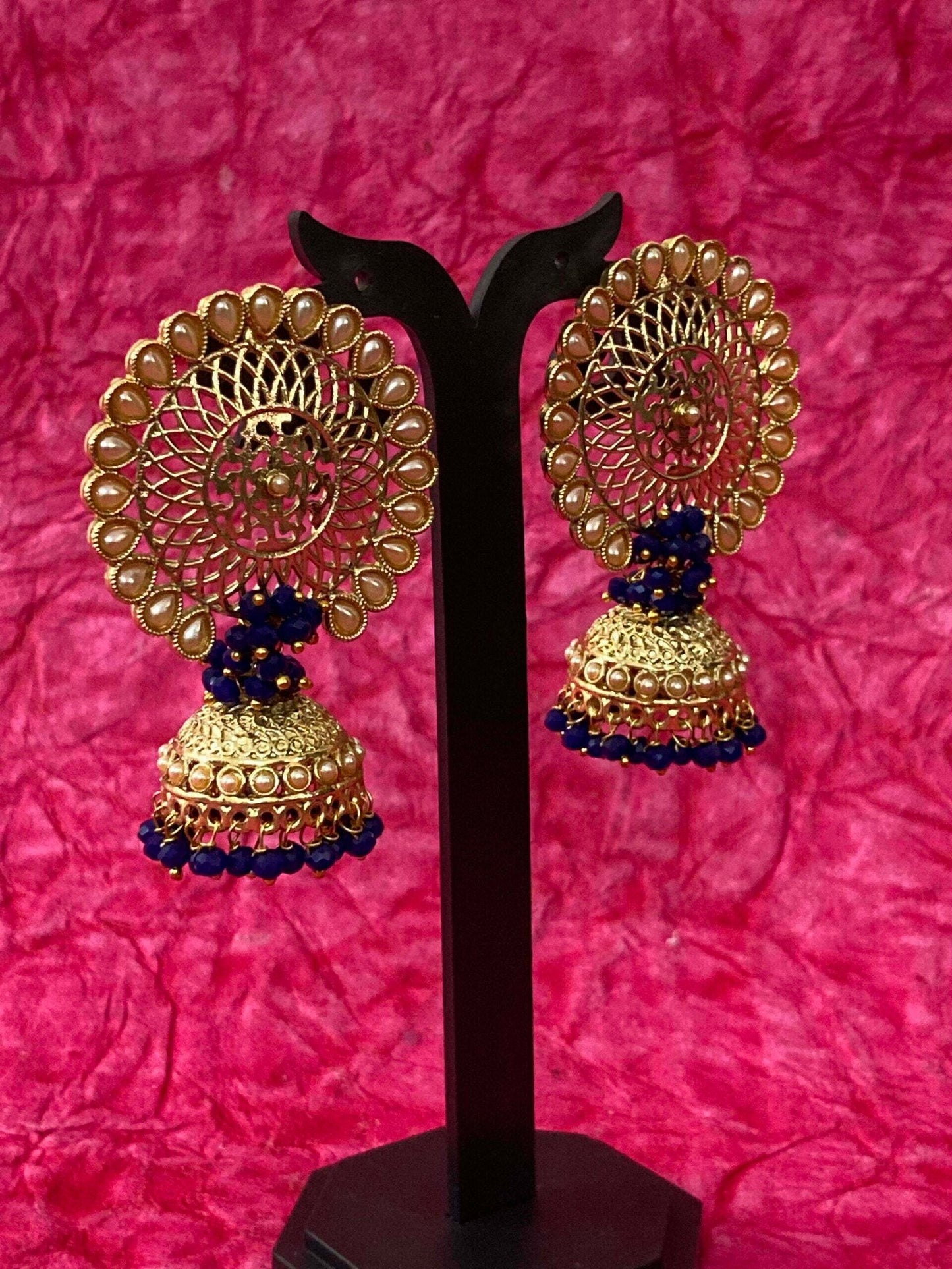 Clustered pearl antique jhumka.