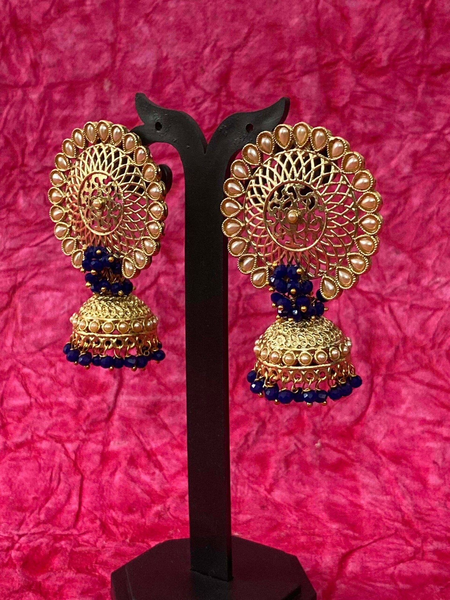 Clustered pearl antique jhumka.